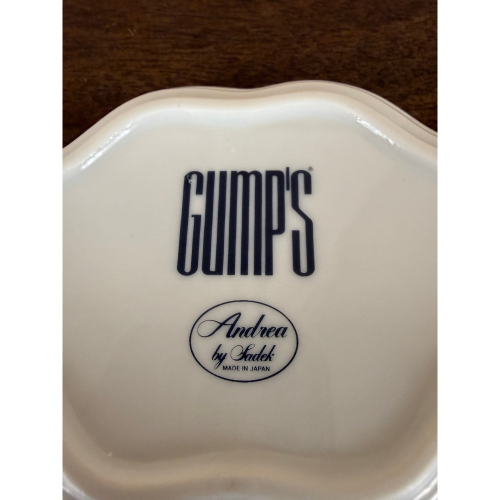 VTG 1980s Gump's SF Andrea by Sadek Blue White "Friends...Presents" Trinket Dish - Picture 8 of 10